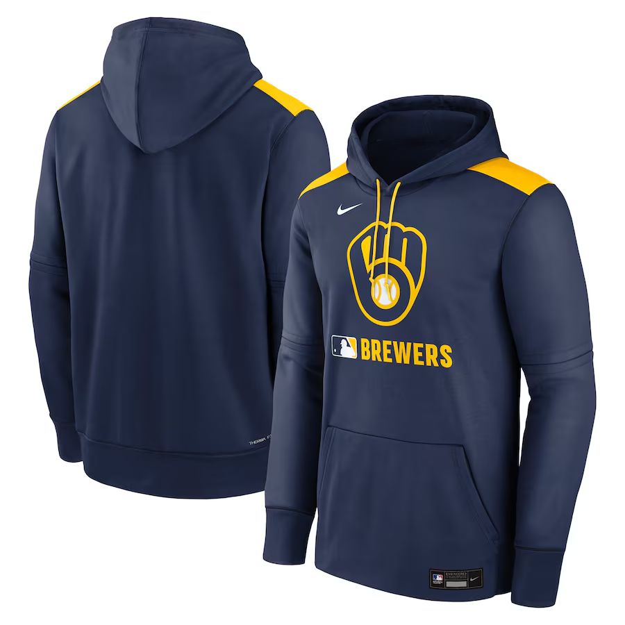 Men 2025 MLB Milwaukee Brewers Drak blue Nike hoodie style 1->minnesota twins->MLB Jersey